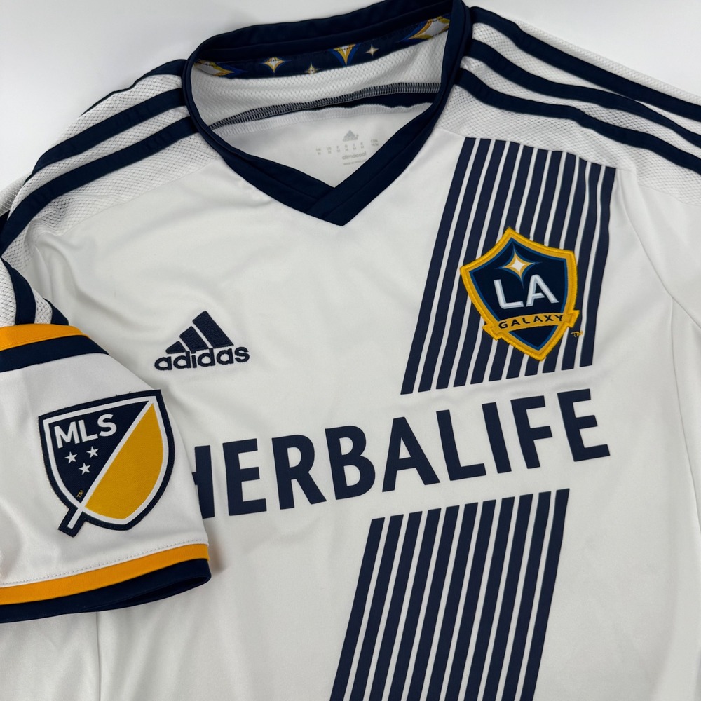 Adidas LA Galaxy Herbalife Soccer Jersey Mens Medium White Navy MLS Climacool